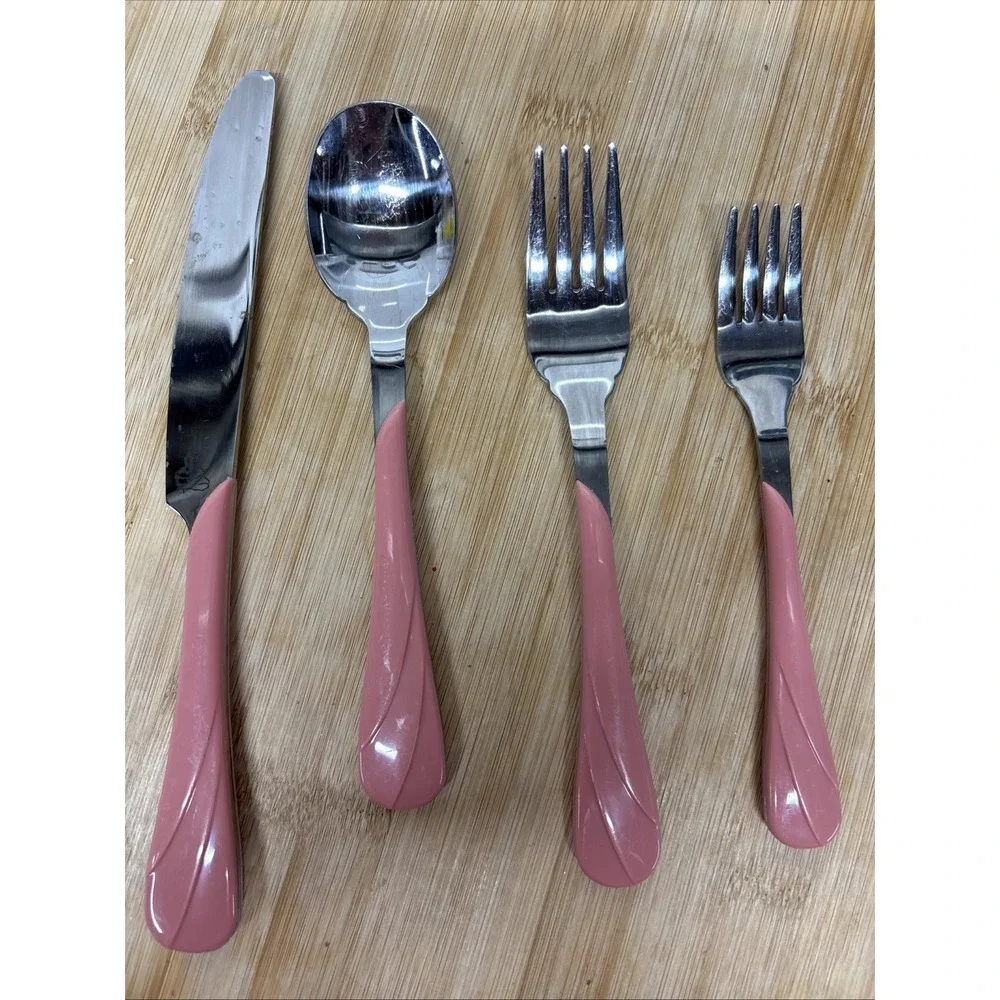 Retired Fiesta Flatware - Swirl Pattern Rose Pink 4-Piece Place Setting
